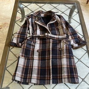Italian wool plaid coat. Excellent condition